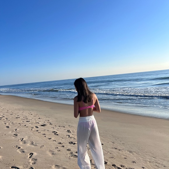 Abercrombie & Fitch White Gauzy beach Pants - Picture 4 of 4